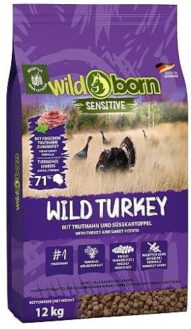 Wildborn Wild Turkey 12kg | getreidefreies Hundefutter mit extra viel Truthahnfleisch und Süßkartoffel
