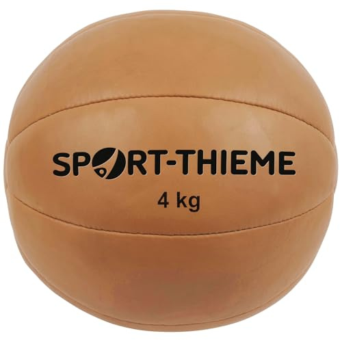 Sport-Thieme Medizinball Tradition | Korkfüllung, Echtleder, ohne Ventil | In 1-5 kg | Natur | Sehr widerstandsfähig, Training Ball für Fitness, Gymnastik, Verein