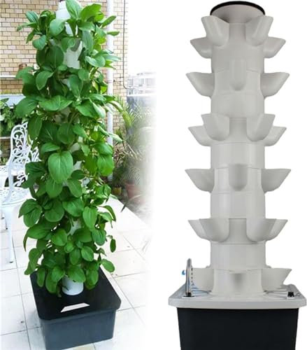 FXNFXLA Hydroponic Growing System for Indoor Herbs, Fruits, And Vegetables, Aeroponic Tower Garden with Hydrating Pump, Adapter, Net Pots, and Timer(Color:30holes)