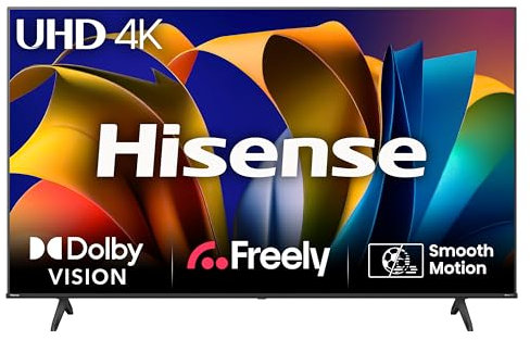 Hisense 55 Inch 4K Smart TV 55E6NTUK - Dolby Vision, Game Mode PLUS with 60Hz VRR ALLM, Smooth Motion, AI Sports Mode, Vidaa OS with Freely, Youtube, Netflix and Disney+ & Now TV (2024 Model)