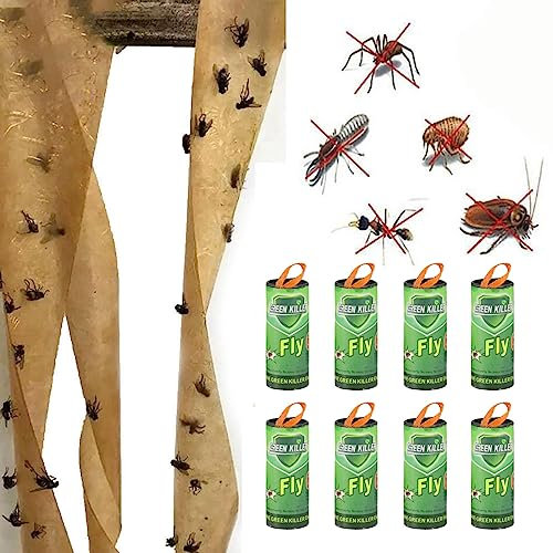 LYPER 8 trappole per mosche per interni ed esterni, trappole per mosche di alta qualità, contro mosche della frutta, mosche e tarme, strisce adesive per interni -8