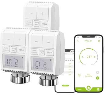 Qiumi Smartes Bluetooth-Heizkörper-Thermostatventil, Sprachsteuerung und Alexa-Anwendung, spart Heizkosten, einfache Installation