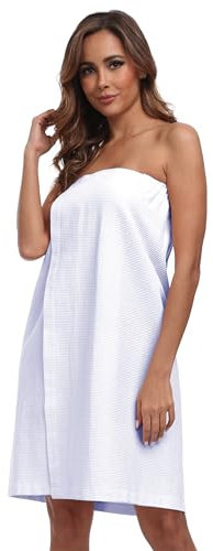 Trek Forte Waffelpique Saunakilt Damen Bademantel Saunatuch mit Gummizug und Klettverschluss 100% Baumwolle Saunasarong