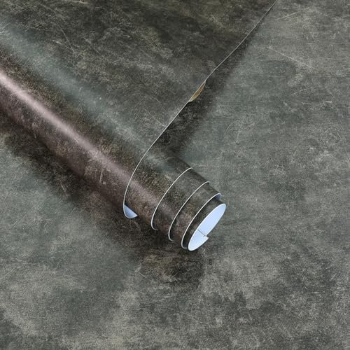 JSEVEM 40 cm × 3 M Extra Spessore Marrone Scuro Grigio Cemento Sfoderare E Incollare 3d Lucido Strutturato Industriale Marrone Grigio Calcestruzzo Contatto Carta Piastrella Vinile Adesivi Per Contatti