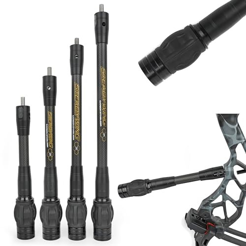 wolfman Steadywing 3K Bogenstabilisator aus Carbon für Compound-Bögen mit Dämpfer und Gewichten Ultraleicht, hochmodular und mattiert (6-Zoll-Stabilisator)