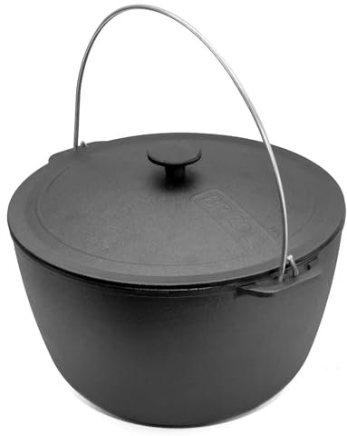 BRIZOLL 10L Cast Iron Camping Pot with Lid | Dutch Oven