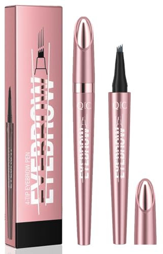 Lapiz Cejas 4 Puntas, Lapiz Cejas Microblading, Nuevo lápiz de cejas 3D resistente al agua, Resistente al Agua y al Sudor, Crea un Maquillaje de Cejas Natural, Gris