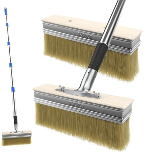 153CM Lange Griff Flächenstreicher Terrasse Flachpinsel Paint Pinsel mit 2 Pinselköpfen-18CM Breiten,Schnelle Fertigstellung Holzböden,Wände Schränke Türen Zäune Terrassenbeschichtungen Malerei