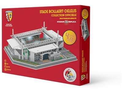 Megableu - 3D-Puzzle – Stade Bollaert RC Lens – offizielles Lizenzprodukt – 147 Teile mit Beleuchtung 4 LEDs – Modell für RC Fußballfans Erwachsene und Kinder ab 7 Jahren – Montage ohne Werkzeug oder | Offiziell lizenziert ab 7 Jahren - Montage ohne Kleber und Werkzeug, 4 LEDs, Format 39 x 28 x 13 cm, 2 x AA Batterien nicht