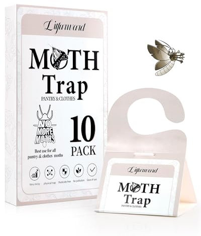 2-in-1 Pantry Kleidung Mottenfallen 10er Pack Pantry Kleidung Mottenvernichter Fallen mit Pheromonen Attraktor, sichere und effektive Lösung für Haus Indoor