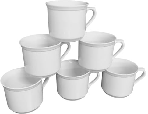 Doriantrade Kaffeebecher 6 Stück – XL Tassen 450ml aus Porzellan | Kaffee Becher 6er Set | Porzellantassen für Haushalt & Gastronomie | Ideal zum Bemalen & Bedrucken