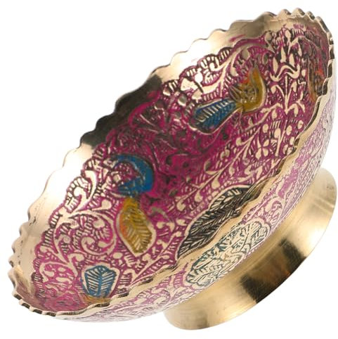 OFFSCH Copper Fruit Supply Plate Artistic Carving Dry Fruit Bowl Tableware Elegant Serving Bowl for Kitchen