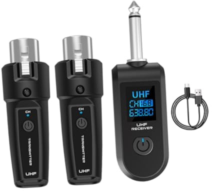 ＡＷＨＡＯ Receptor de audio XLR para micrófonos y guitarra inalámbrica, 1 in 2
