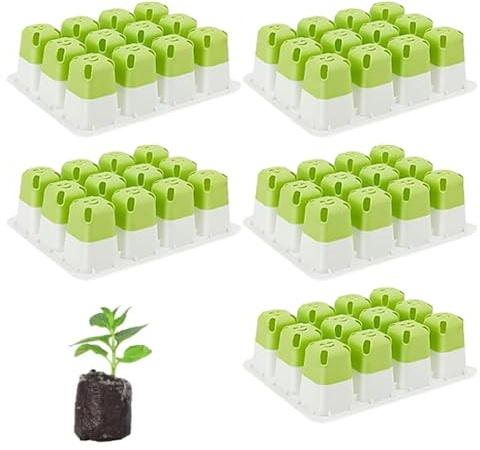 Set di 5 starter kit riutilizzabili per semi, 60 celle, vassoi per piantine in silicone per avviare semi di piante con cellule pop-out flessibili, vassoi per germinazione delle piante da giardinaggio
