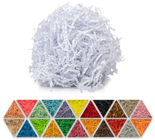 Weiß Füllmaterial aus Papier 1kg – biologisch abbaubares Verpackungsmaterial, ideal als dekorative Füllung für Geschenkboxen & Geschenkkörbe sowie als Polstermaterial für Pakete