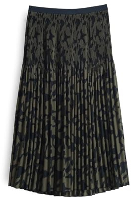 OPUS Damen Midirock | Midirock RIBANE Wildflower Plisseerock mit Allover Print Coal Blue, 38