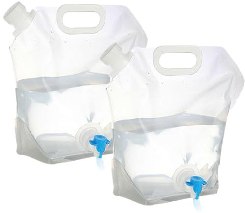 2 Stück Wasserkanister Faltbar Camping, 5L Faltbarer Wassertank mit Zapfhahn, Wasserbehälter Trinkwasserkanister Faltkanister Tragbar Wasserbeutel Wassersack für Camping Outdoor Wandern Picknick