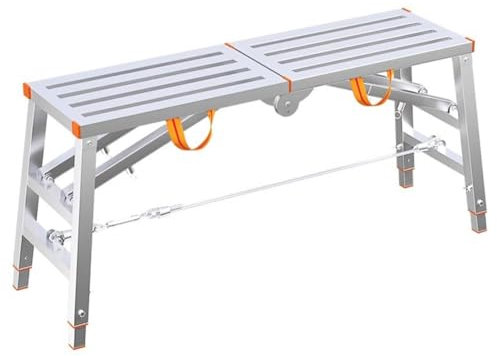 Escabeau pliable portable réglable pour escaliers – Plate-forme de travail réglable en hauteur idéale pour la peinture sur cloison sèche et les échafaudages avec 4 réglages de vitesse