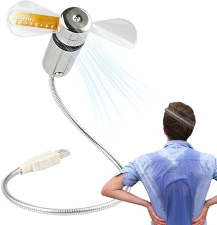 Genérico Ventilador USB | Ventilador USB con Reloj LED - Cuello Flexible Ajustable, Silencioso Para Estudiantes En Dormitorios Y Habitaciones