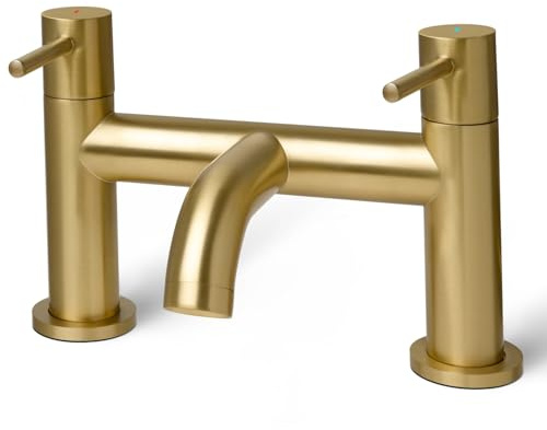 Go Bathrooms Bath Mixer Tap Brushed Gold Modern Brass Filler | Modern brushed gold bath filler mixer tap made from solid brass. Ideal for built-in bathtubs.