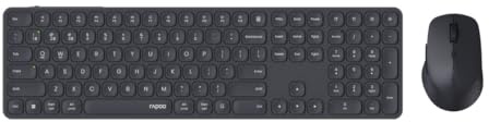 Rapoo 9810M Tastatur Maus Set Kabellos - Bluetooth & 2.4G USB Wireless, Multi Device bis 4 Geräte, Aluminium Gehäuse flach, Akku wiederaufladbar, QWERTZ Layout Deutsch, dunkelgrau