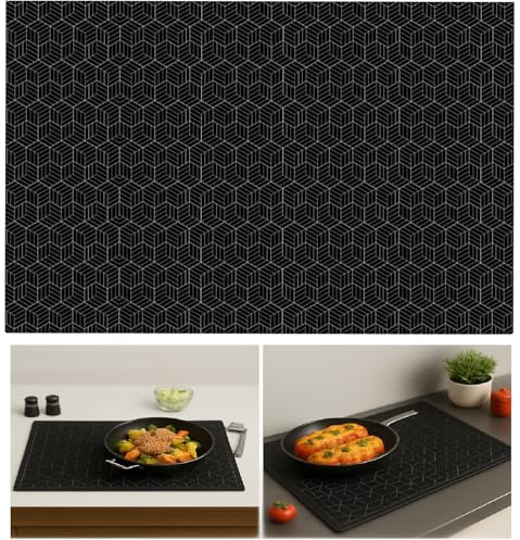 HENGBIRD Tappetino Induzione Silicone 52×78cm – Protezione Piano Cottura Induzione Resistente Calore, Antiscivolo Anti Graffio, Tappetino Cucina Silicone Riutilizzabile Facile da Pulire