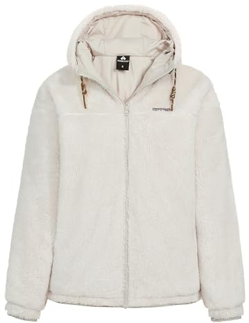 Pioneer Camp Chaqueta de forro polar para mujer con capucha y cremallera, chaqueta de entretiempo ligera, cálida, transpirable y resistente al viento, chaqueta de mujer para el tiempo libre, portátil