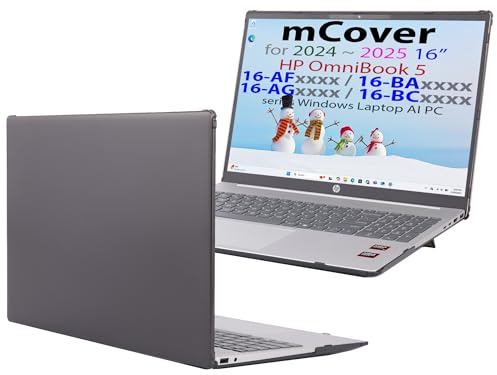 mCover Case ONLY Compatible for 16” 2024+ HP OmniBook 5 16-AF / 16-AG / 16-BAxxxx / 16-BCxxxx and Pavilion 16-AF / 16-AG0000 Series Windows AI Notebook PC (NOT Fitting Other HP Models)- Black