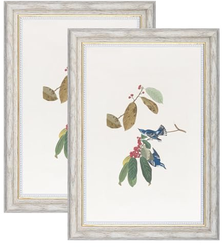 YoHyien Bilderrahmen Vintage 20x30 2er Set, Retro Fotorahmen zum Aufhängen und Aufstellen, Shabby Chic Postkarten Rahmen für Den Schreibtisch, Picture Photo Frame for Wall (Weiß, 20 x 30 cm)