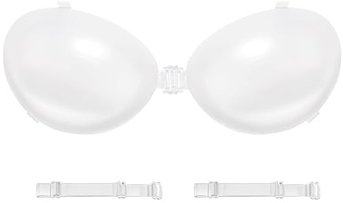 Nimiah Reggiseno invisibile autoadesivo in silicone push-up – Reggiseno trasparente autoadesivo per donne, abiti e top senza spalline, trasparente, A
