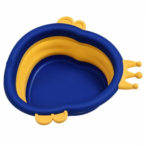 Babywaschbecken Blau, Faltbar und Hängbar, mit Cartoon Motiv | Pp Material, Große Kapazität, Leichte Kompakte Form, Stabil, für Kinder