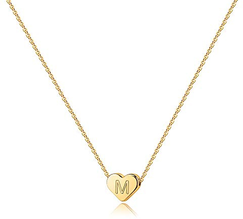 Turandoss Kette mit Buchstaben Damen Halskette Gold Buchstaben Kette Herz mit Namen Initialen A, Halskette Mädchen Muttertagsgeschenke für Mama Oma Frauen Teenager Mädchen Freundin
