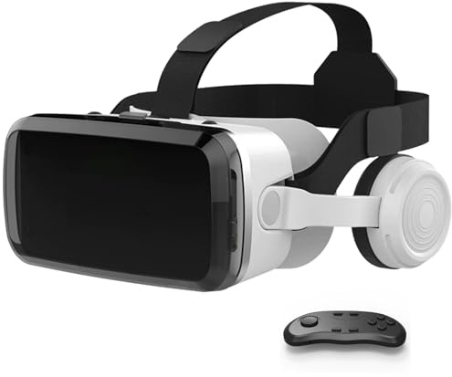 Casque VR avec Écouteurs, Casque Réalité 3D Virtuelle, Lunettes de Réalité Virtuelle 3D, Compatible avec Smartphones 4,7–7,2 Pouces, pour Jeux Et Films 3D, Cadeau pour Enfants Et Famille(D)