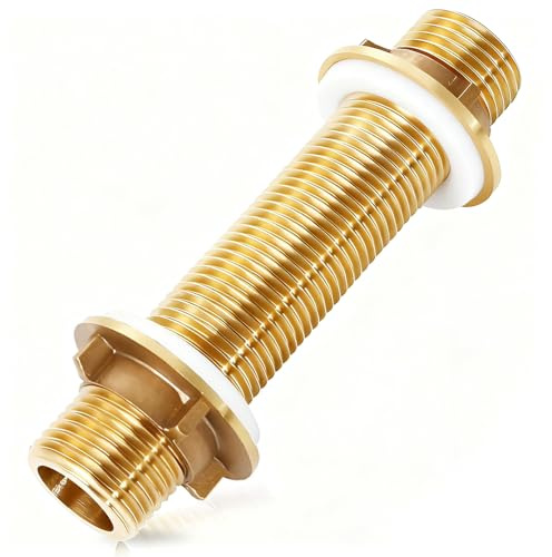 ROROJOYMA G3/4 Messing Schottverschraubung Tankverschraubung mit Silikondichtung Männlich Gewinderohr Schlauchverschraubung für Wassertanks Goldton Geeignet für Öffnungen 21-26mm