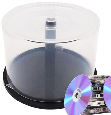 DVD Storage Container – 50 Disc PP Clear Case, Black Spindle Durable Holder | Perfect for Movie Music Game Software Storage, Home Media Organization, Safe Long Term Disc Protection