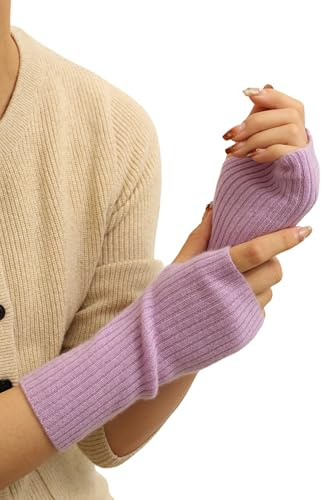 Prettystern Damen Kaschmir-Wolle Gerippte Fingerlose Handschuhe Hand-Stulpen handgelenk-wärmer Pulswärmer