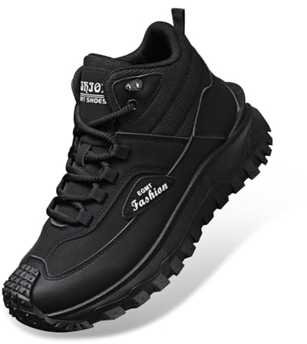 Qynthra Bottes de randonnée pour Homme Montantes en Cuir PU Semelle en Caoutchouc antidérapante résistantes à l'usure Semelle intérieure Textile légères pour Trekking Montagne,Noir,48 EU