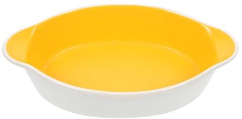 BESPORTBLE Teglia in Ceramica Bicolore con Manici Laterali, Ciotola da Forno Profonda per Torte e Formaggi, Piatto Antiscivolo per Cottura e Portata di Verdure e Arrosti