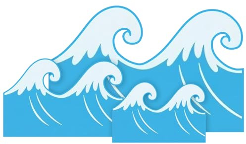 Geelin 3 Sets Ocean Waves Cardboard Cutout Stand up Ocean Beach Theme Party Decoration Wave Life Size Photo Props for Summer Under the Sea Home Party Decoration