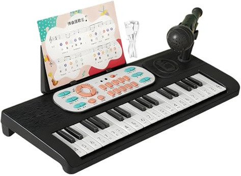 Pianoforte ricaricabile per bambini, strumento musicale a 37 tasti, pianoforti giocattolo con microfono e doppia modalità di gioco, in , giocattolo musicale con tasti colorati, pianoforte per