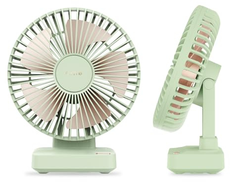 Funme Desk Fan, 10000mAh 29H Max Portable Table Fan, 90° Adjustable Tilt with 3-Speed Powerful Airflow, Quiet Cooling Fan for Home Office Bedroom Travel Camping Outdoor, Green