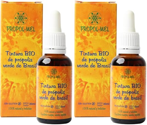 Extracto líquido de Propoleo verde de Brasil 30 ml - BIO. Tintura madre. 100% Natural, Sin gluten, 25% peso/volumen. (Paquete de 2)