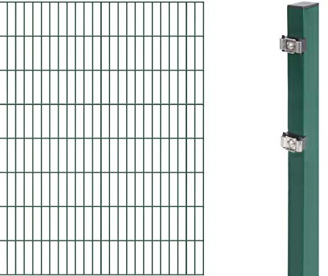 Alberts 644154 Erweiterung zum Doppelstabmattenzaun | verschiedene Höhen - wahlweise in verschiedenen Farben | grün | Höhe 160 cm | Länge 2 m