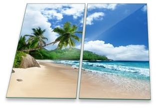 decorwelt | Herdabdeckplatten 2x30x52 cm Ceranfeldabdeckung 2-Teilig Universal Elektroherd Induktion für Kochplatten Herdschutz Deko Schneidebrett Sicherheitsglas Spritzschutz Glas Strand