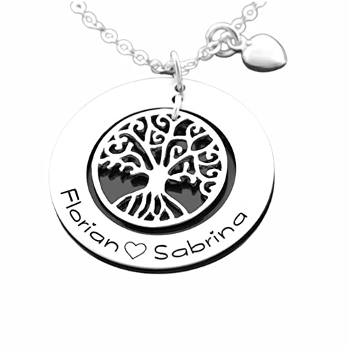 Namenskette Schmuck Gravur personalisierter Schmuck Familienketten Silber Lebensbaum Kette mit Wunschgravur | HANDMADE IN GERMANY