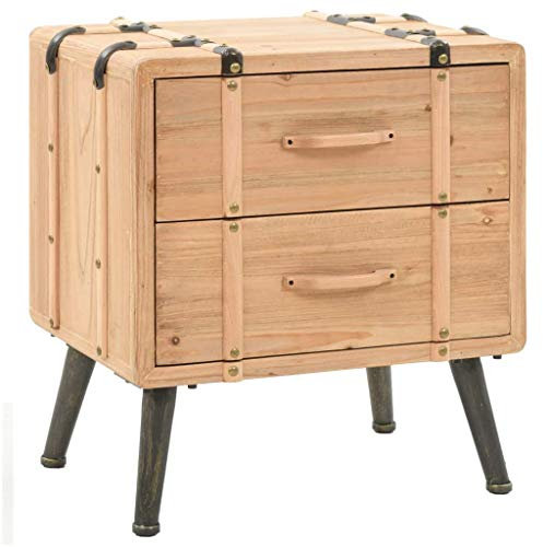 Festnight Nachttisch mit 2 SchubladenBeistelltisch Nachtschrank Kommode Boxspringbett Nachtkommode Kommode Schrank Massiv Tannenholz 50 x 35 x 57 cm