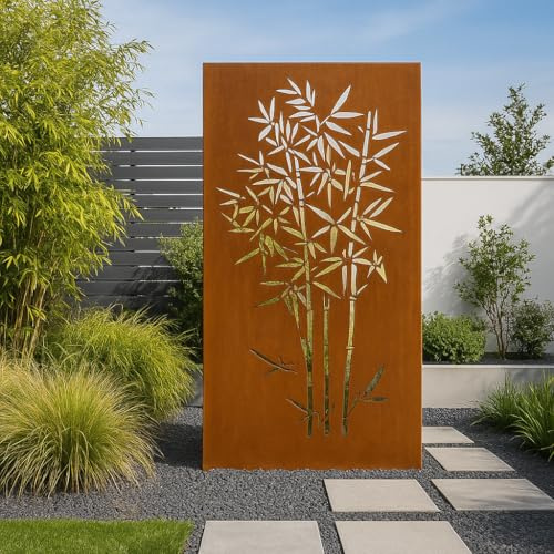 Edelrost Garten Sichtschutz aus Metall Rost Gartenzaun (Gartendeko Edelrost) Sichtschutzwand H150*75cm 031915-2