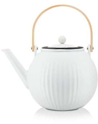 BODUM 11920-03 DOURO Porzellan-Teekanne mit Edelstahlsieb, 1,5 L, N/C, 51 Ounce