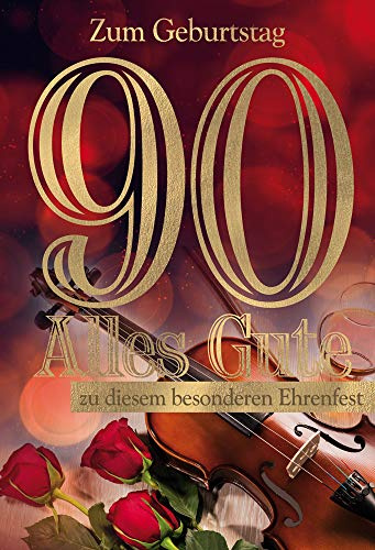 KE AV 90. Geburtstagskarte für Frauen, DIN B6 Format, inkl. Umschlag - Hochwertige Klappkarte, Motiv Geige