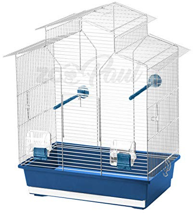 Vogelkäfig Vogelbauer für Wellensittiche 52x30x60 cm Blau mit 2 Sitzstangen und 2 Futter-/Wassernäpfen